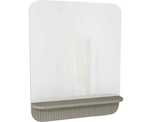 Badspiegel Devo Gloria 2.0 70x86x14 cm mit Ablage Stone grau supermatt geriffelt Transparenter Hustenschutz mit Ablage