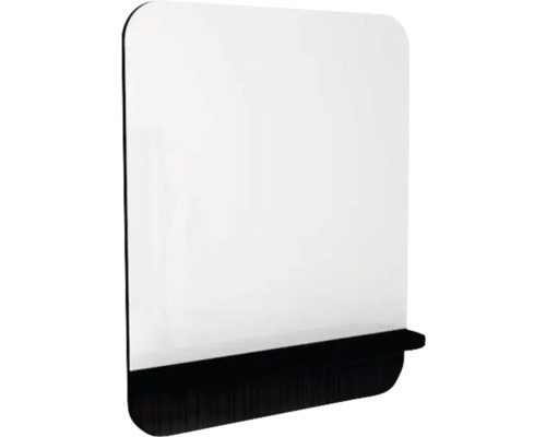 Badspiegel Devo Gloria 2.0 70x86x14 cm mit Ablage Perfect Touch schwarz geriffelt Schreibtischaufsatz aus Acrylglas mit Ablagefläche