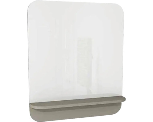 Badspiegel Devo Gloria 2.0 86x86x14 cm mit Ablage Stone grau supermatt glatt Transparenter Hustenschutz mit Ablage