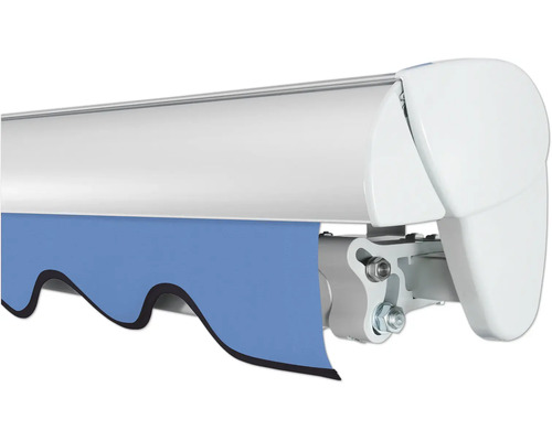 Markise mit Stoffbespannung und Gelenkarm