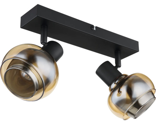 Zwei-flammige Deckenleuchte mit drehbaren Lampenschirmen aus Glas