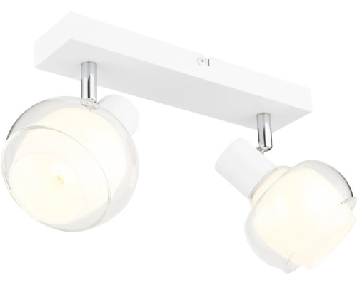 Zwei-Flammen-Deckenleuchte mit Glaskugelschirmen