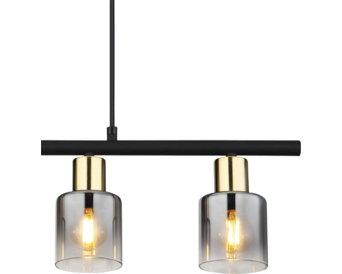Hängelampe mit zwei Leuchten und Glasschirmen