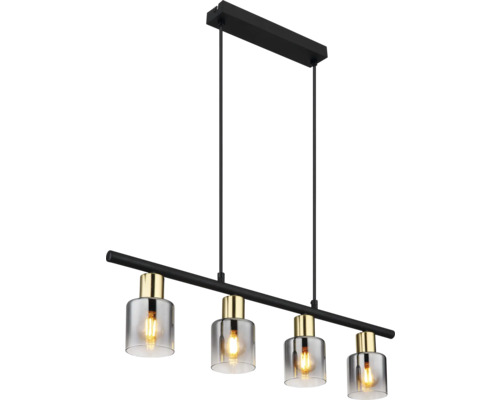 Hängelampe mit vier Leuchten und Glasschirmen