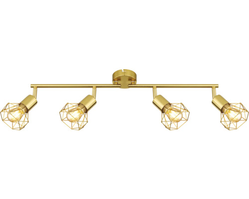 Deckenleuchte mit vier Lampen in geometrischen Lampenschirmen