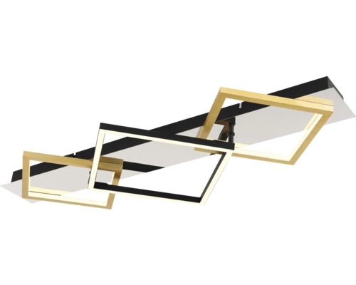 Moderne Deckenleuchte mit drei rechteckigen, goldenen Rahmen