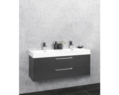 Waschtischunterschrank mit zwei Waschbecken und zwei Schubladen