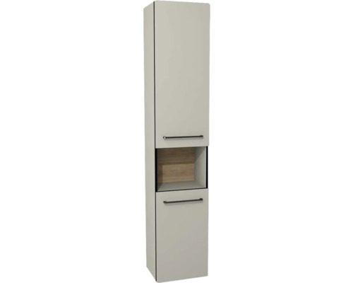 Hochschrank Devo Sonus 2.0 38x186x30 cm Anschlag rechts mit 1 Regal muschel Hochschrank mit zwei Türen und offenem Fach für das Badezimmer