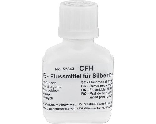 Flussmittel für Silberlot in einer weißen Flasche