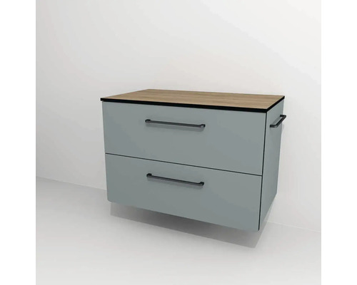 Wandschrank mit zwei Schubladen und Holzplatte