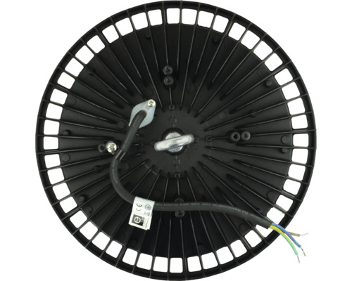 Unteransicht einer runden Hallenleuchte mit offenem Kühlkörper