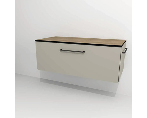 Waschbeckenunterschrank Devo Sonus 2.0 97x36x45 cm ohne Waschbecken mit Lade sand Hängender Waschtischunterschrank mit Holzplatte und Griff