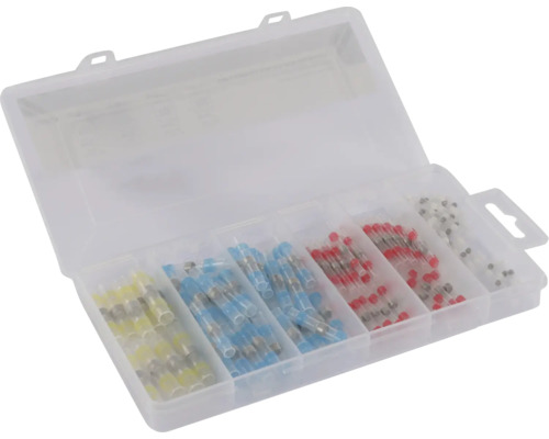 Sortiment wasserdichter Schrumpfverbinder in transparenter Box