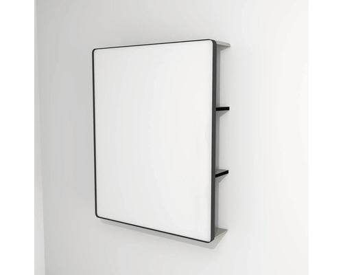 LED-Lichtspiegel Devo Sonus mit Ablage 2.0 75,5x94x18 cm Classico Muschel/schwarz Spiegelschrank mit zwei Ablagen zur Wandmontage