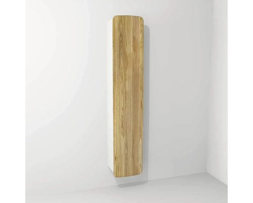 Hochschrank Devo Oval 34x165x33 cm Anschlag rechts eiche natur/weiß/schwarz Hochschrank mit Holzfront im Badezimmer