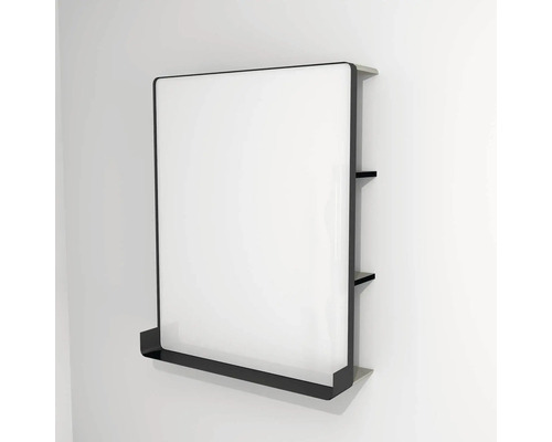 LED-Lichtspiegel Devo Sonus mit Ablage 2.0 75,5x94x26,5 cm Classico Muschel/schwarz Badezimmerspiegel mit Regal zur Wandmontage