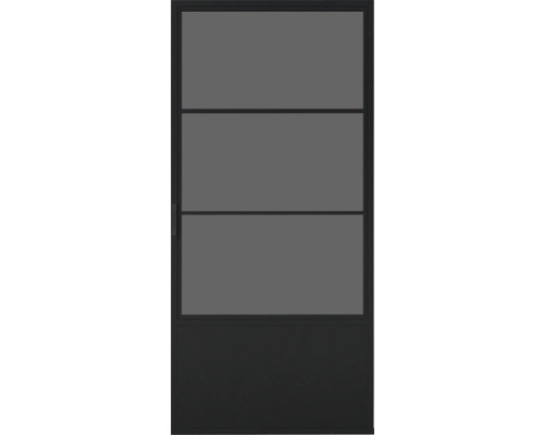 Glastür mit drei Glasfeldern und geschlossenem Sockelbereich