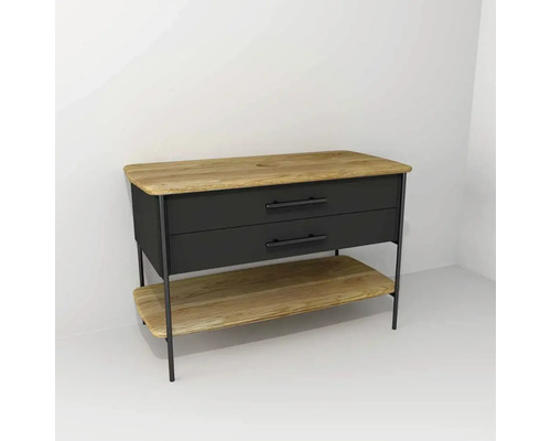 Waschbeckenunterschrank Devo Oval 113x74x55 cm ohne Waschbecken dunkelgrau Waschbeckenunterschrank mit zwei Schubladen und Ablage