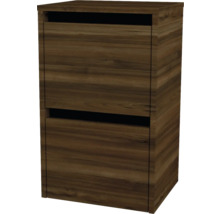 Holzfarbener Badezimmerschrank mit zwei Schubladen