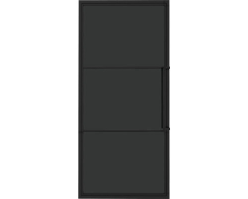 Pertura Zimmertür Komplettset Jarn 01 Grey 833x2115 mm Rechts inkl.Profilrahmen,Griff-Set Schwarze Glastür mit Metallrahmen