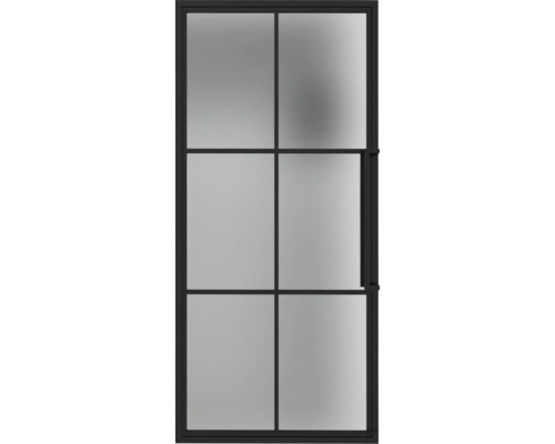 Pertura Zimmertür Komplettset Jarn 03 Satin 833x2115 mm Links inkl.Profilrahmen,Griff-Set Zimmertür mit Glaseinsatz und schwarzem Rahmen