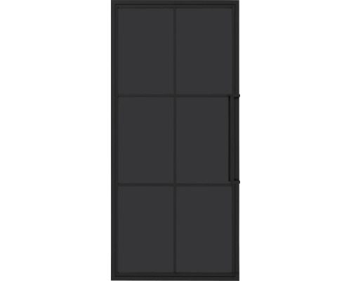 Pertura Zimmertür Komplettset Jarn 03 Black 783x2015 mm Rechts inkl.Profilrahmen,Griff-Set Schwarze Innentür mit Glaseinsätzen und Griff
