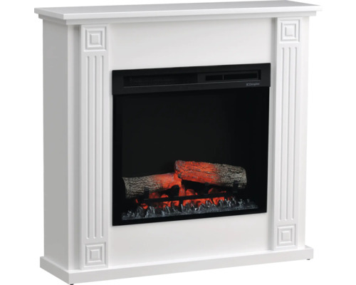 Weißer Elektrokamin mit simuliertem Feuer