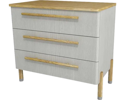 Waschbeckenunterschrank Devo Sonet 84x75x49 cm ohne Waschbecken mit 2 Laden und Fußkappe weiß St.grey/eiche