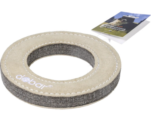 Hundespielzeug dobar Trainingsspielzeug aus echtem Rinderleder mit Filzfüllung in Ringform, beige ca. ⌀ 18 cm, Höhe 2,4 cm