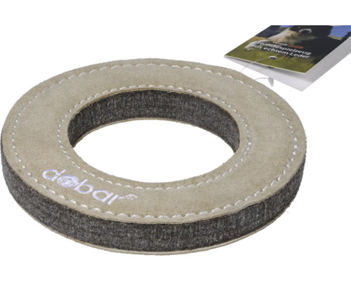 Hundespielzeug dobar Trainingsspielzeug aus echtem Rinderleder mit Filzfüllung in Ringform, braun ca. ⌀ 18 cm, Höhe 2,4 cm