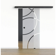 Pertura Glasschiebetür Komplettset Glera Loop 02 900x2050 mm inkl.Beschlag Selir Aluminium schwarz,Griffmuschel