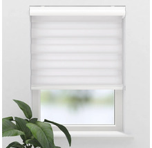Fenster mit montiertem, weißen Doppelrollo
