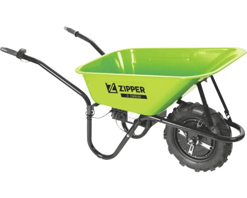 Elektrische Scheibtruhe Zipper ZI-EWB500 75 Liter mit Blei-Akku, 24 V 12 Ah Elektrische Schubkarre mit einem Rad und Griffen
