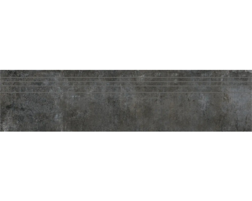 Feinsteinzeug Stufenfliese Industrial night 29,5x120 cm anthrazit seidenmatt lappato rektifiziert Feinsteinzeug Stufenfliese Industrial night 29,5x120 cm anthrazit seidenmatt lappato rektifiziert