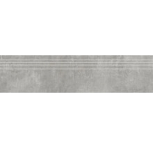Feinsteinzeug Stufenfliese Industrial Steel 29,5x120 cm grau seidenmatt lappato rektifiziert