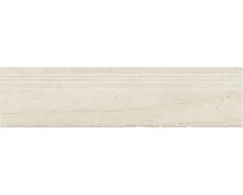 Feinsteinzeug Stufenfliese Living Cream 29,5x120 cm beige glänzend rektifiziert Feinsteinzeug Stufenfliese Living Cream 29,5x120 cm beige glänzend rektifiziert
