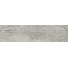 Feinsteinzeug Stufenfliese Sicilia Grigio Pulido 29,5x120 cm grau glänzend rektifiziert