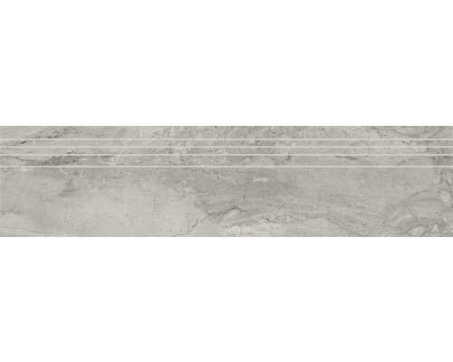 Feinsteinzeug Stufenfliese Sicilia Grigio Pulido 29,5x120 cm grau glänzend rektifiziert Feinsteinzeug Stufenfliese Sicilia Grigio Pulido 29,5x120 cm grau glänzend rektifiziert