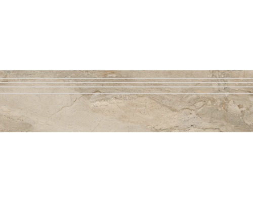 Feinsteinzeug Stufenfliese Sicilia Miele Pulido 29,5x120 cm grau glänzend rektifiziert Feinsteinzeug Stufenfliese Sicilia Miele Pulido 29,5x120 cm grau glänzend rektifiziert