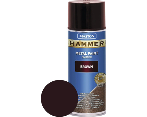 Maston HAMMER Metallschutz Spray glatt braun 400 ml Mastons Hammer Metalllack, braun, Sprühdose