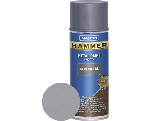 Maston Sprühlack Hammer Gun Metal smooth Metallschutz grau 400 ml Maston Hammer Metalllack Spraydose mit Metalleffekt