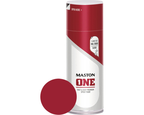 Maston ONE Sprühlack glänzend RAL 3000 feuerrot 400 ml Maston One Lackspray, Flammenrot RAL 3000