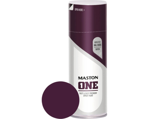 Maston ONE Sprühlack seidenmatt RAL 3005 weinrot 400 ml Mastons One Sprühfarbe Weinfarben RAL 3005