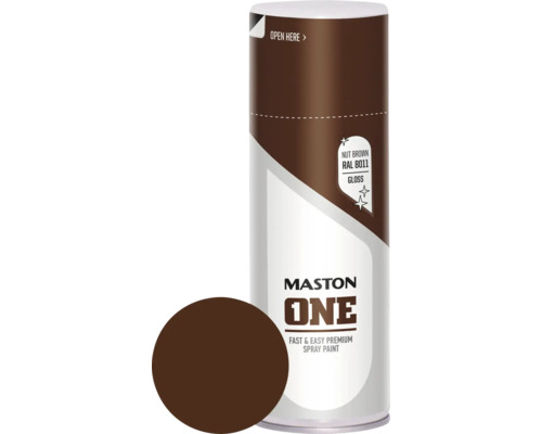 Maston ONE Sprühlack glänzend RAL 8011 nussbraun 400 ml Mastonspraydose in Nussbraun RAL 8011