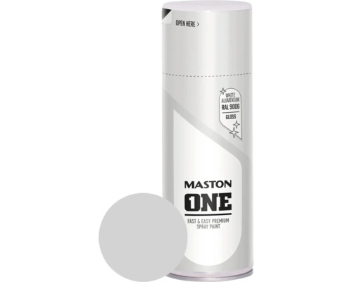 Sprühlack ONE! - Glanz weiss-alu RAL9006 400 ml Sprühlack ONE! - Glanz weiss-alu RAL9006 400 ml