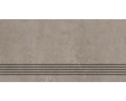 Feinsteinzeug Treppenstufe Mirava Manhattan 30x60 cm grau braun matt rektifiziert