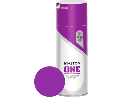 Maston ONE Sprühlack seidenmatt RAL 4006 verkehrspupur 400 ml Sprühdose mit lila Farbe von Maston