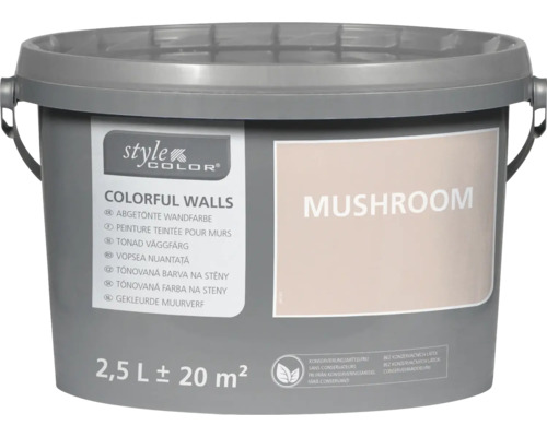 StyleColor COLORFUL WALLS Wand- und Deckenfarbe mushroom 2,5 L Eimer mit 2,5 Liter abgetönter Wandfarbe Mushroom