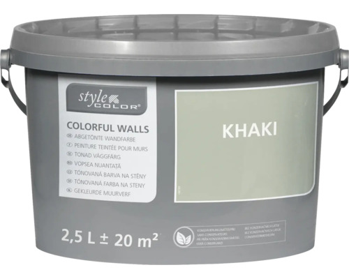 StyleColor COLORFUL WALLS Wand- und Deckenfarbe khaki 2,5 L Eimer mit 2,5 Liter Style Color Wandfarbe Khaki