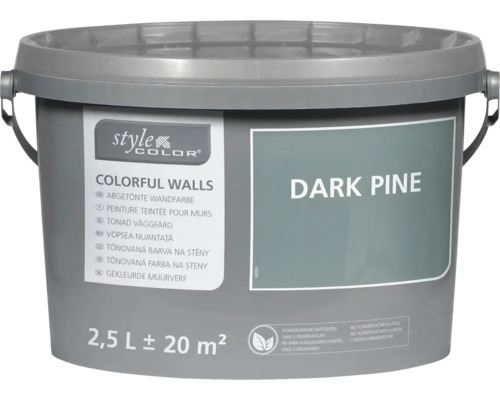StyleColor COLORFUL WALLS Wand- und Deckenfarbe dark pine 2,5 L Eimer mit abgetönter Wandfarbe Dark Pine, 2,5 Liter
